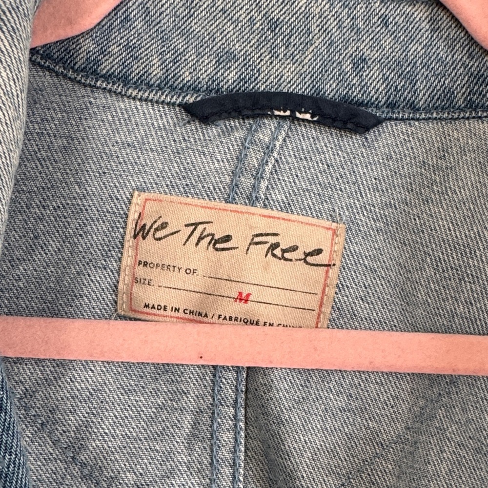 We The Free Blue Denim Jacket with Plaid Accents - Picture 6 of 9